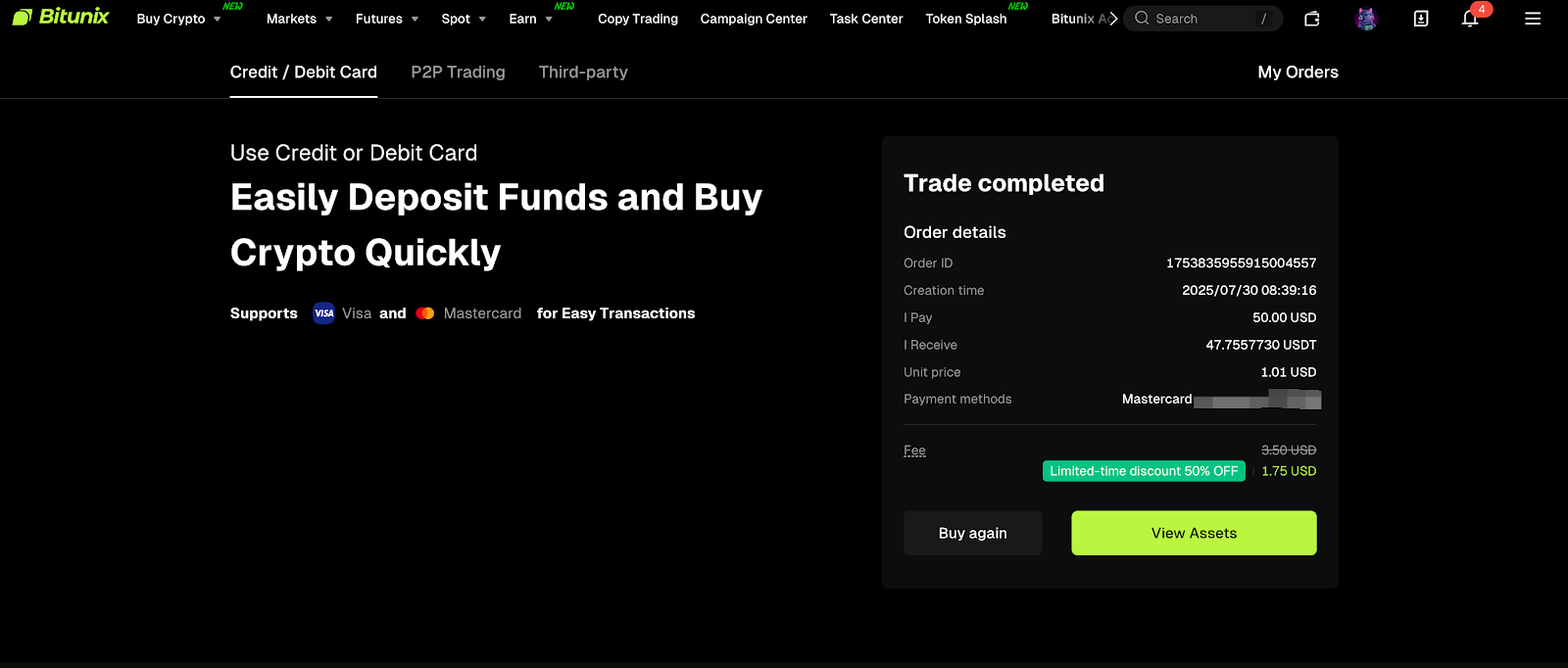 How to Purchase Cryptos with Debit or Credit Cards – Bitunix Help Center